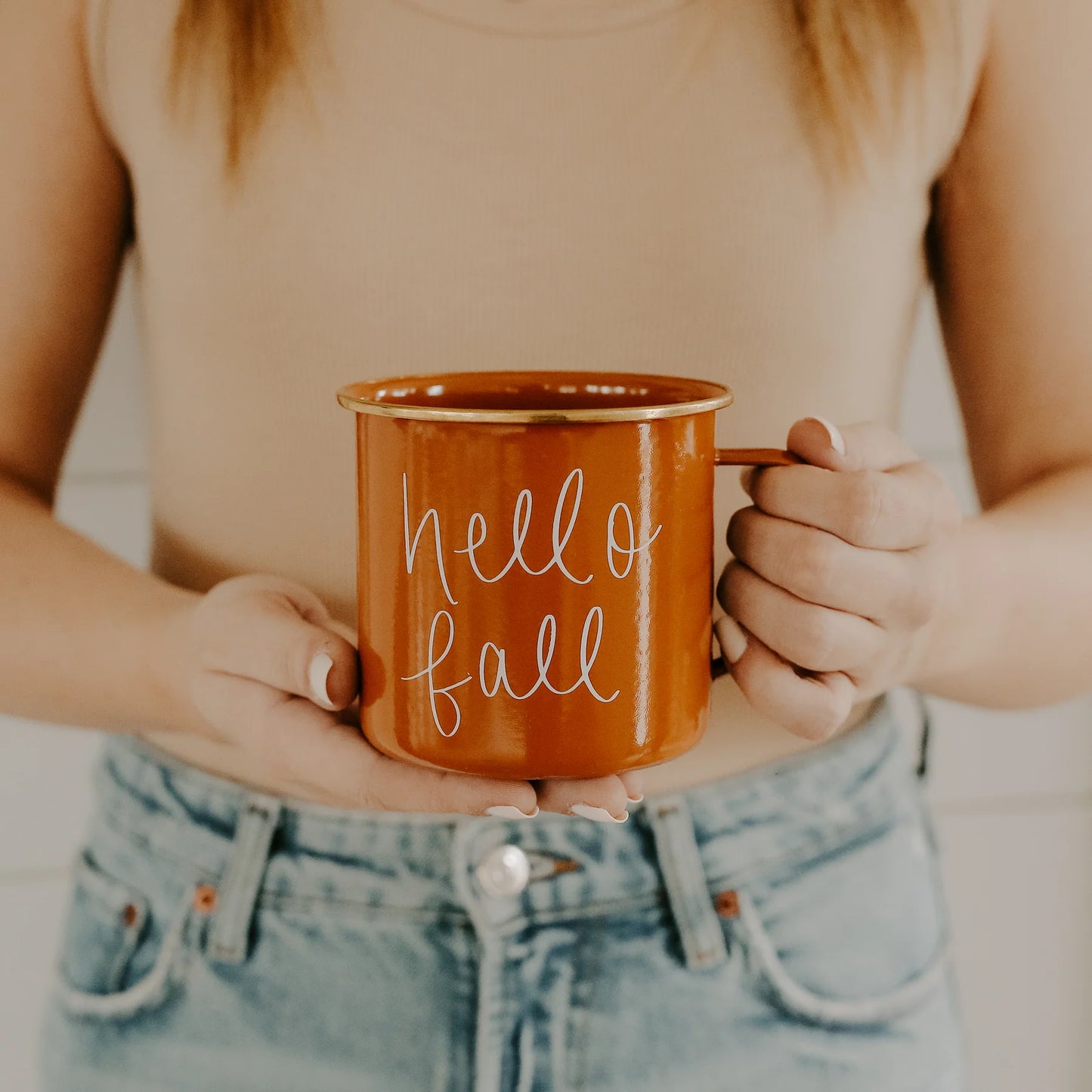 HELLO FALL METAL COFFEE MUG