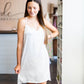 satin white sleeveless dress