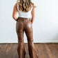 women's brown leather pant