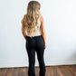 women's black high waisted flare pant