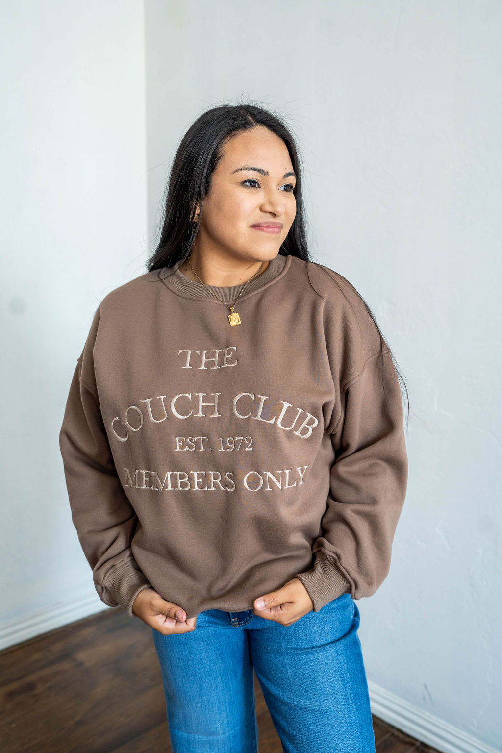 women's brown oversized sweatshirt