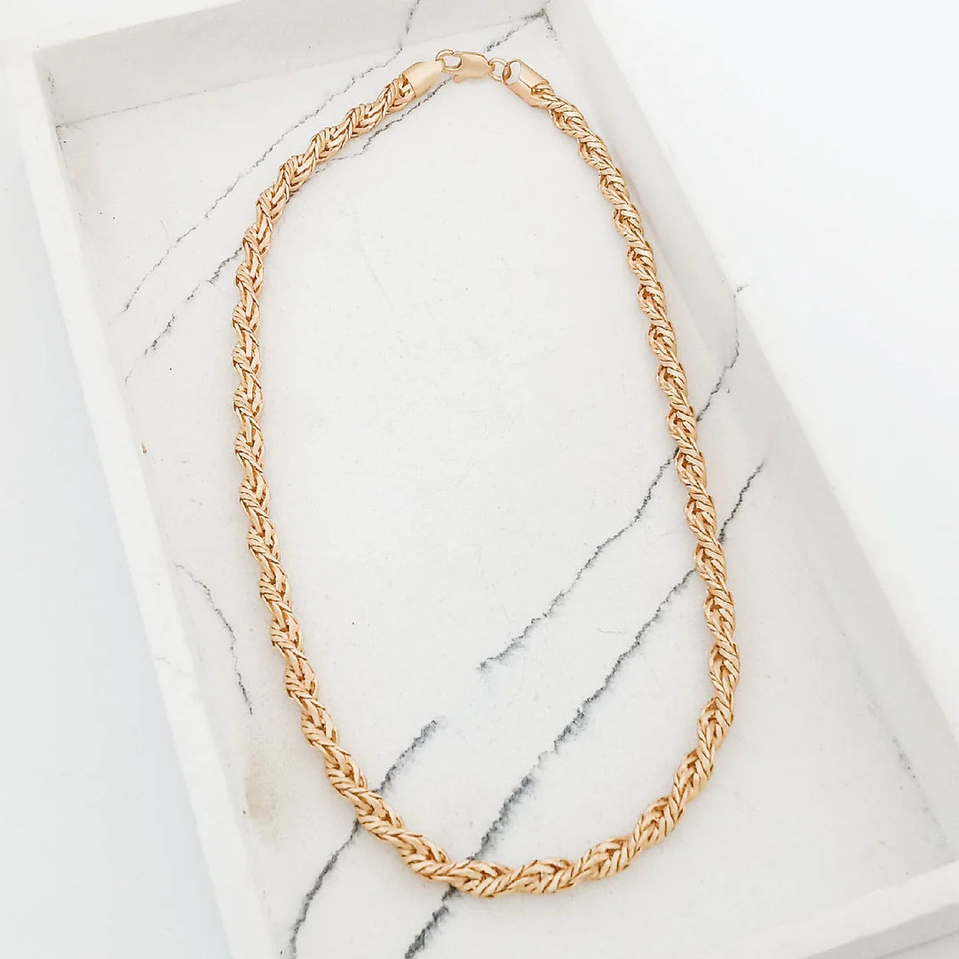 LARGE GOLD TWIST ROPE CHAIN NECKLACE