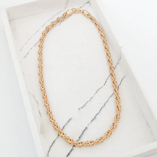 LARGE GOLD TWIST ROPE CHAIN NECKLACE