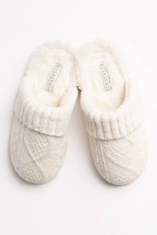 PJ SALVAGE SLIDE CABLE KNIT SLIPPERS