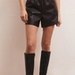 black high waisted faux leather shorts