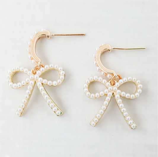 PEARL BOW POST EARRING