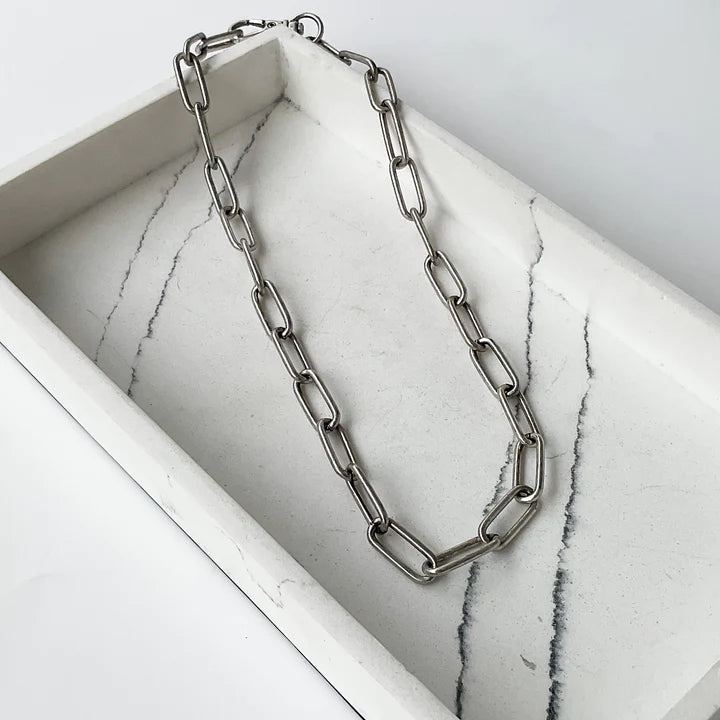 chunky silver layering necklace