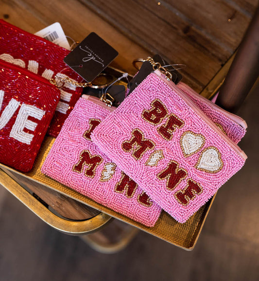 BE MINE BEADED POUCH