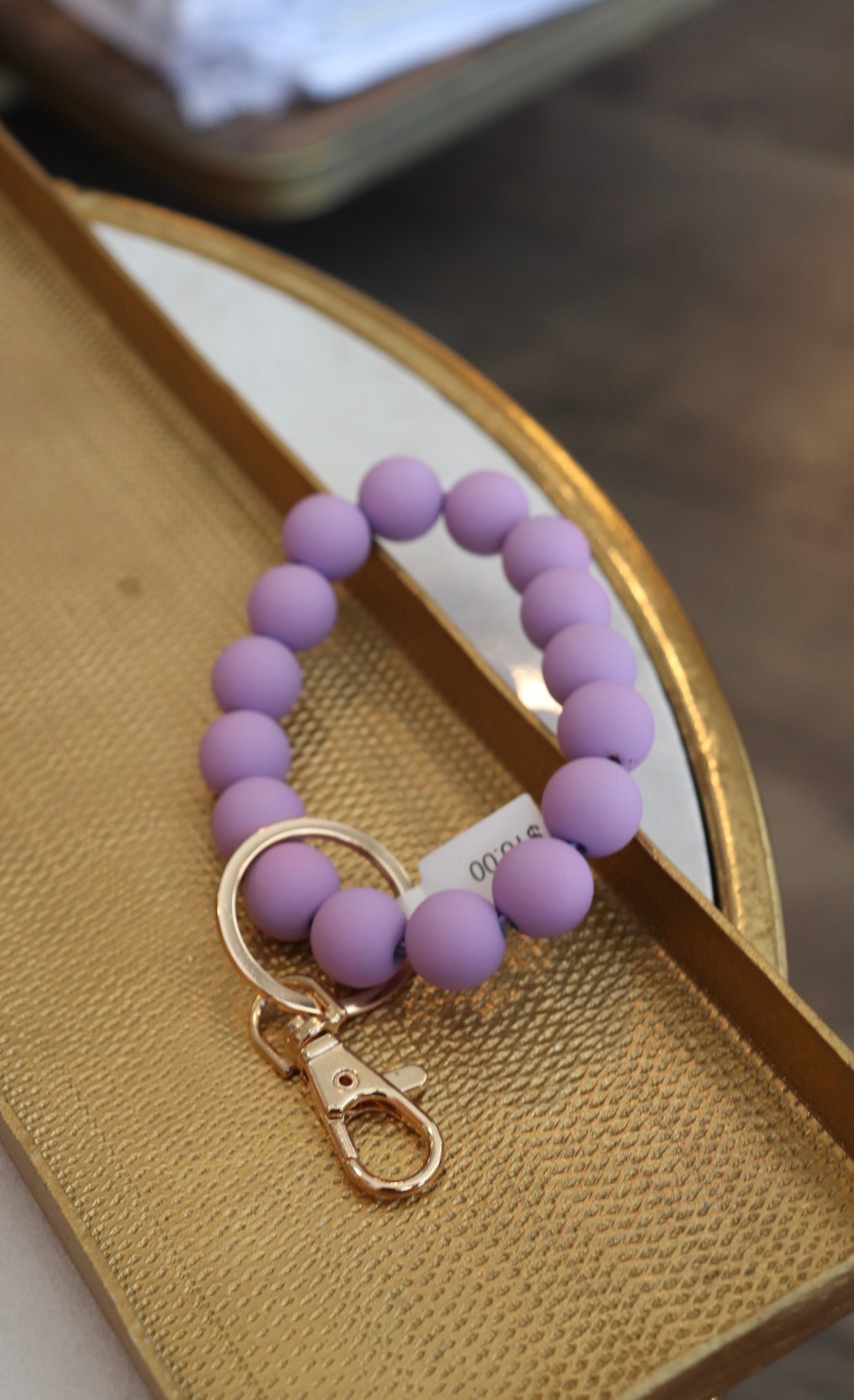 purple beaded key ring